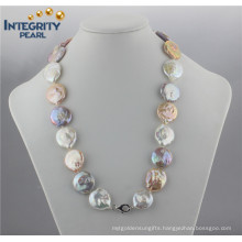 Fashion Colorful Pearl Necklace AA 20mm Coin Pearl Necklace